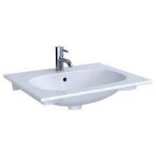 Geberit Acanto vanity basin: B=75cm, T=48cm, Tap hole=centred, Overflow=visible, white