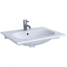 Geberit Acanto vanity basin: B=90cm, T=48cm, Tap hole=centred, Overflow=visible, white