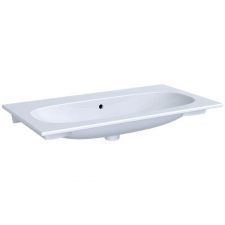 Geberit Acanto vanity basin: B=90cm, T=48cm, Tap hole=without, Overflow=visible, white