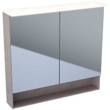 Geberit Acanto mirror cabinet with functional lighting, two doors: B=90cm, H=83cm, T=21.5cm, Plug type=CEE 7/16, mystic oak / wood-textured melamine, outside mirrored