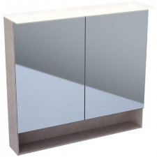 Geberit Acanto mirror cabinet with lighting and two doors: 90x83x21.5cm, Body: mystic oak / wood-textured melamine, Doors: outside mirrored
