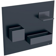Geberit magnetic board with storage boxes: Magnetic board: black / matt powder-coated, Storage boxes with magnetic fixing: lava / matt powder-coated