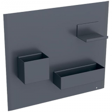 Geberit magnetic board with storage boxes: Magnetic board: lava / matt powder-coated, Storage boxes with magnetic fixing: lava / matt powder-coated