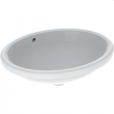 Geberit VariForm under-countertop washbasin, oval: B1=50cm, T=46cm, Overflow=visible, white