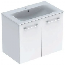 Geberit Selnova Square set of vanity basin, slim rim, with cabinet, two doors