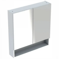 Geberit Selnova Square mirror cabinet with two doors and two glass shelves: 58.8x85x17.5cm, white / high-gloss coated