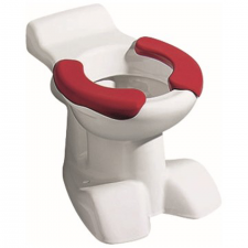 Geberit Bambini floor-standing WC for children, washdown, lion paw design, with seat pads: T=50cm, WC ceramic appliance: white, Seat pad: ruby red