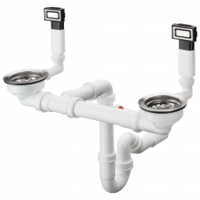 Hansgrohe D15-10 Manual waste and overflow set for double bowl