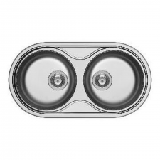 850 x 450 Double Round Bowl Inset Sink (90mm Outlet)