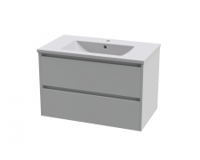 Lecico Mezzo 800mm Wall Hung Unit High Gloss White + Basin 2 Drawer