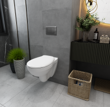 Lecico atlas geo rimless combo with cistern & chrome flush plate