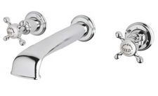 Perrin & Rowe Three hole wall mounted basin mixer - Crosshead Handles