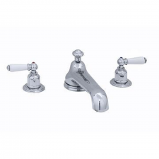 Perrin & Rowe Three hole deck mounted basin mixer - White Lever Handles