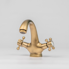 Waterflow Short Basin Mixer - Antique Brass