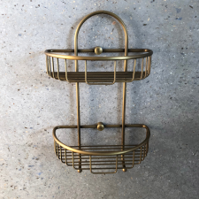 Rossco Double Caddy Shower Basket - Antique Brass