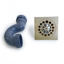 Waterflow Shower Drain & Cover - Antique Brass (With U Trap)