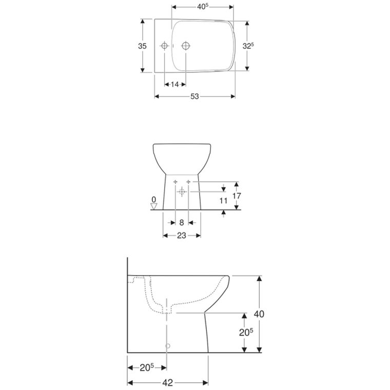 Geberit Selnova Square floorstanding bidet, backtowall, semishrouded Cape Plumbing
